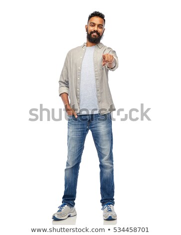 Stock fotó: Happy Smiling Indian Man Pointing Finger To You