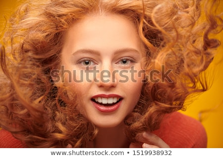 Zdjęcia stock: Beauty Young Redhead Woman With Red Flying Hair Funny Ginger Fresh Spa Girl Isolated On White Backg