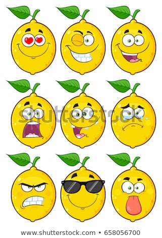 Smiling Yellow Lemon Fruit Cartoon Emoji Face Character With Funny Expression Stock foto © HitToon