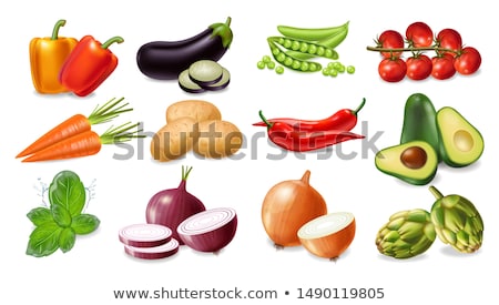 Foto stock: Vegetables Set Collection Vector Realistic Avocado Eggplant C