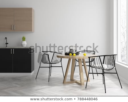 Stok fotoğraf: Dining Room Interior Kitchen With Table And Chairs