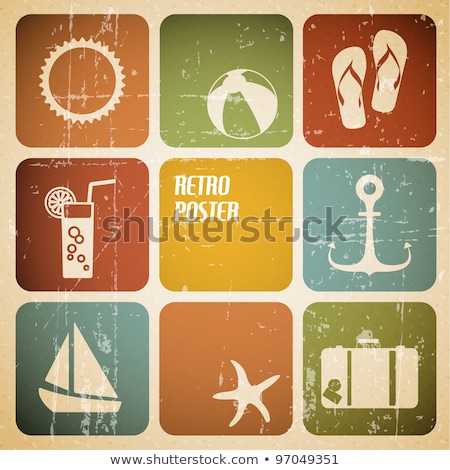 Сток-фото: Vector Summer Poster Made From Icons