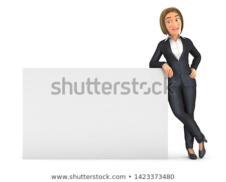 Businesswoman Leaning On Blank Wall Against A White Background Stock fotó © 3dmask