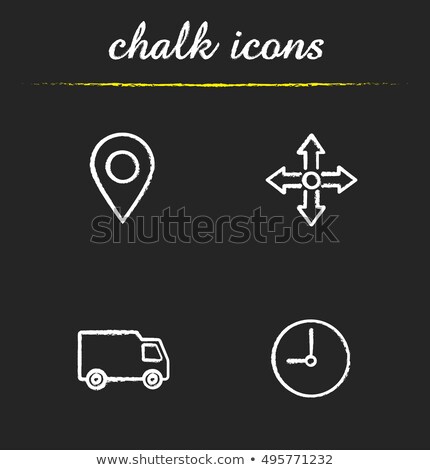 Stockfoto: Map Pointer Icon Drawn In Chalk