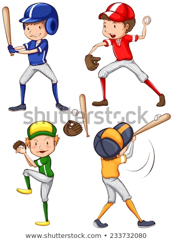 Stok fotoğraf: A Plain Sketch Of A Baseball Player