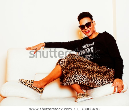 Stock photo: Pretty Stylish African American Big Mama Woman Well Dressed Swa