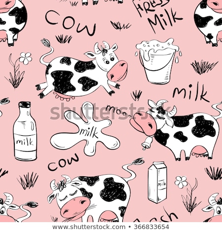 Stock fotó: Pink Seamless Pattern With Milk Bottles