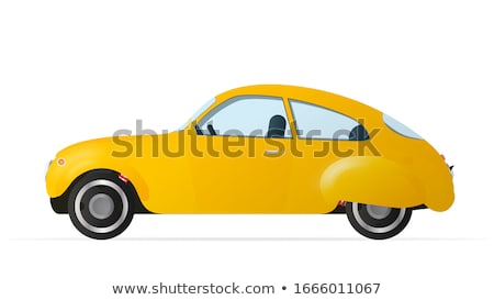 Stok fotoğraf: Vector Cartoon Style Illustration Of Vintage Old Yellow Car Bac