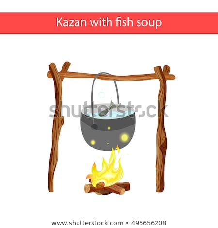 Zdjęcia stock: Tourist Pot Of Water Hanging Over A Fire Of Wood In The Camping