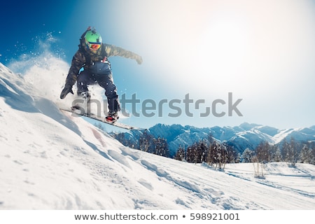 Foto d'archivio: Winter Sport Ski And Snowboard Mountain Landscape Snowboarder In Motion Vector Illustration