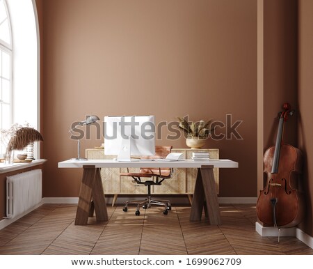 Foto stock: Workplace With Stylish Mockup 3d Rendering