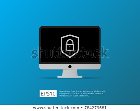 Stock fotó: Shield Line Icon Internet Vpn Security Banner Concept Vector Il