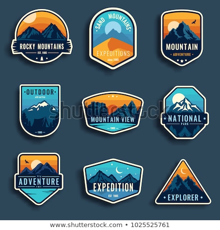 Сток-фото: Camping Wildlife Badge Mountain Climbing And Forest Adventure Emblem In Silhouette Retro Style Fea