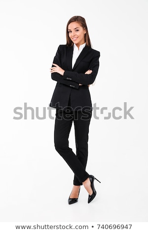 Foto d'archivio: Amazing Business Woman Posing Isolated Over White Background Wall Make Hopeful Gesture