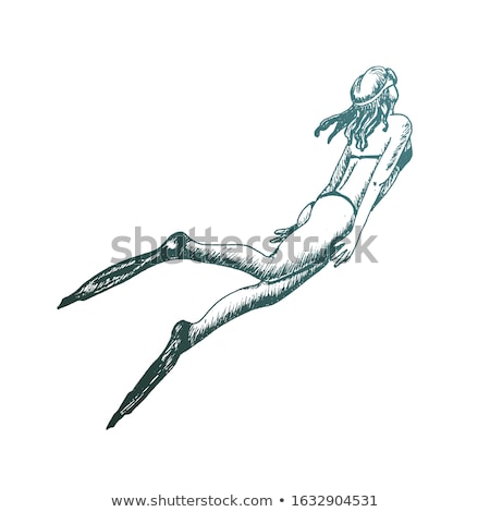 Stock photo: Woman Snorkeling In Diving Mask Isolated Vector