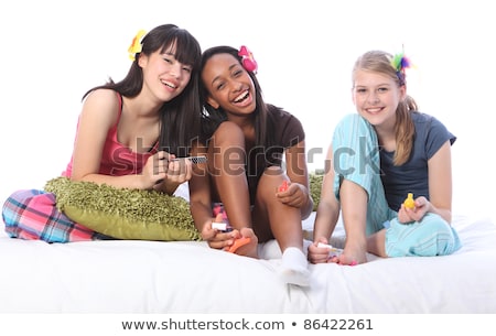 Сток-фото: Laughing Teenage Girls African And Japanese