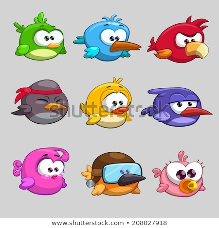 Stock fotó: Big Funny Cartoon Birds Collection
