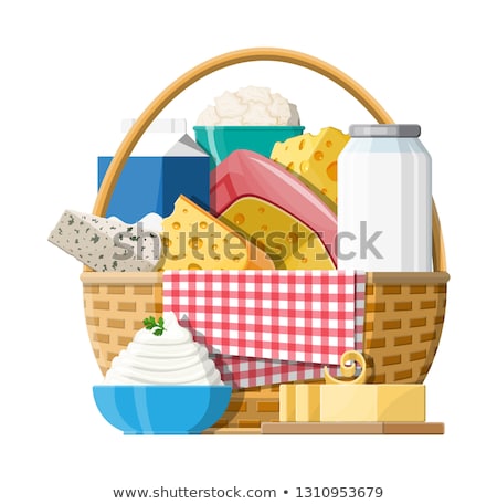 Foto stock: Wicker Basket With Dairy Product