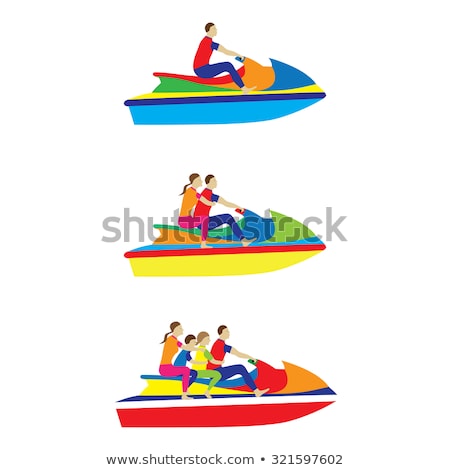 Stock fotó: Father And Daughter Riding A Jet Ski