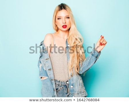 Zdjęcia stock: Portrait Of The Beautiful Sexy Woman With Makeup Red Lips And J