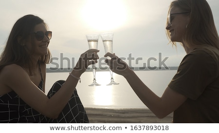 Zdjęcia stock: Close Up Of Lesbian Couple With Champagne Glasses
