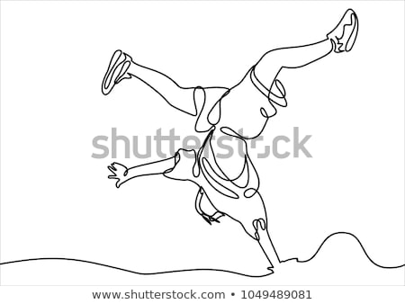 Сток-фото: Hip Hop Man Dancer Vector Sketch On White