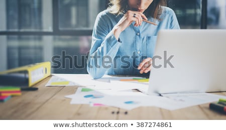 Foto stock: Business Woman Working In Global Business