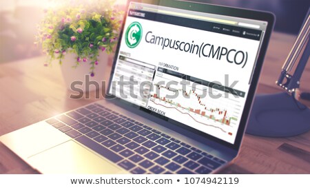 Stockfoto: Dynamics Of Cost Of Campuscoin On Laptop Screen 3d