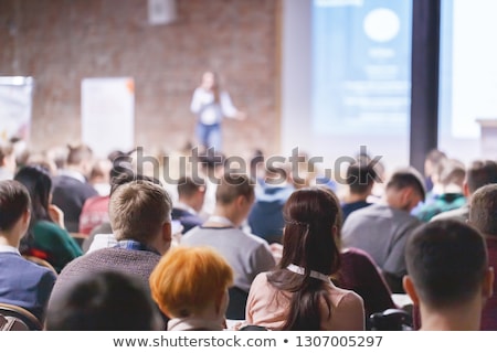 Stock photo: Adult Students Group Listen To Professors Lecture And Asking Qu