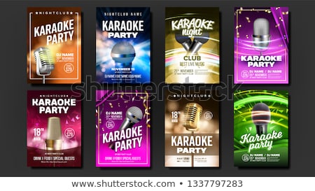 [[stock_photo]]: Karaoke Poster Vector Sing Song Karaoke Dance Event Vintage Studio Musical Record Broadcast Obj