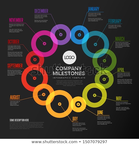 Stok fotoğraf: Full Year Dark Circular Timeline Template