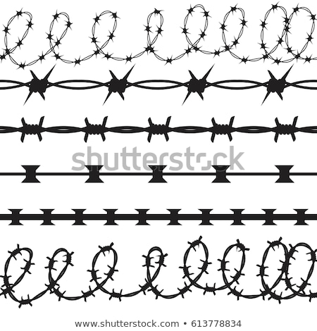 Zdjęcia stock: Barbed Wire Of Fence Seamless Pattern Set Vector