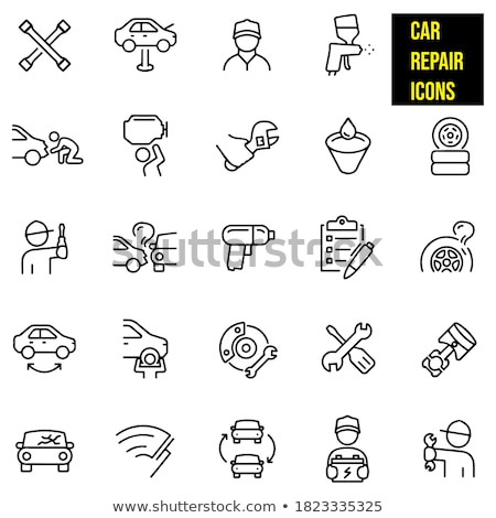 Stock photo: Tire Repair Men Icon Vector Outline Illustration