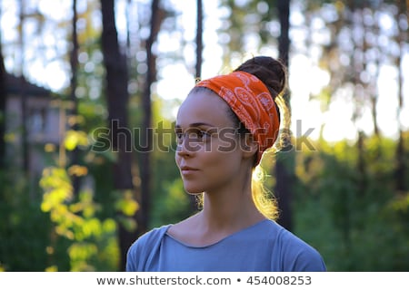 Stok fotoğraf: Portrait Young Girl In A Pine Wood