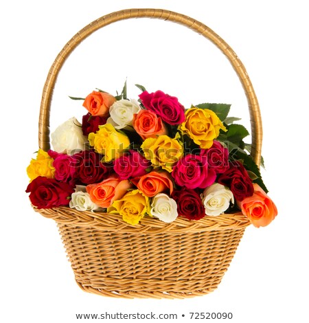 [[stock_photo]]: Cane Basket With Colorful Roses