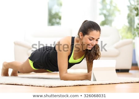 Stock foto: Portrait Of Beautiful Young Woman Doing Yoga Exercise - Meditati