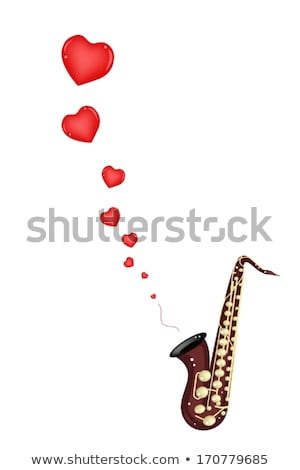 Сток-фото: Heart Love Music Saxophone Playing A Song For Valentine Day Background