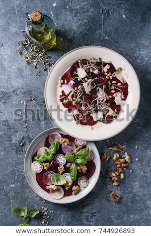 Foto stock: Beetroot Salad With Cheese And Basil