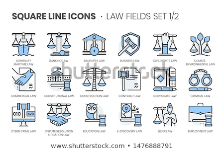 Stok fotoğraf: Law Sign Square Vector Blue Icon Design Set