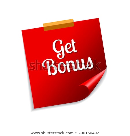 Foto d'archivio: Get Bonus Red Sticky Notes Vector Icon Design