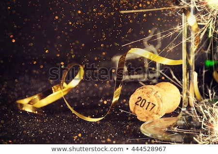 Stock photo: Congratulations To The Happy New 2017 Year With A Bottle Of Cham