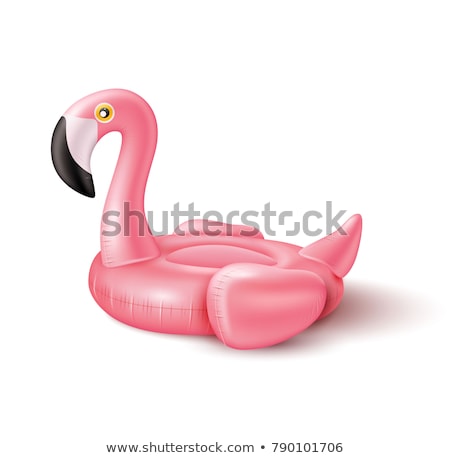 Stockfoto: Inflatable Pink Flamingo With Summer Objects