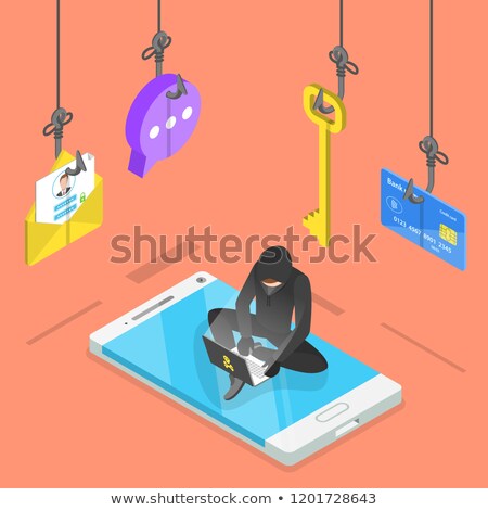 Stock foto: Isometric Vector Concept Of Phishing Computer Virus Hacking Cyber Attack