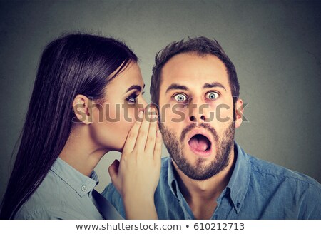 Zdjęcia stock: Caucasian Woman Whispering Secret To Hispanic Man