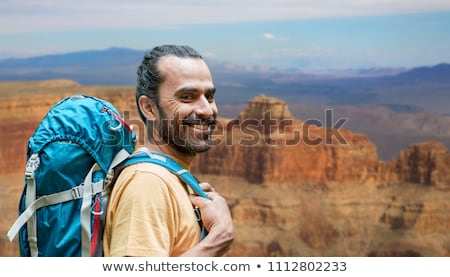 Сток-фото: Close Up Of Man With Backpack Over Grand Canyon