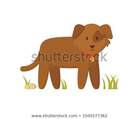 Foto stock: Faithful Watchdog Farm Animal Cartoon Style Poster