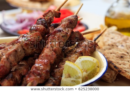 Stockfoto: Traditional Greek Meat Skewers Souvlaki