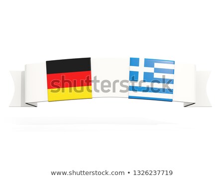 Foto stock: Banner With Two Square Flags Of Germany And Greece