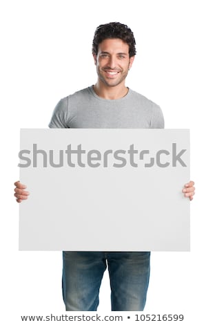 Foto stock: Boy Holding White Board