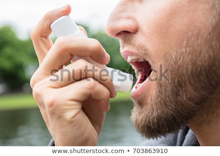 Stock fotó: Close Up Image Of A Men Hand Holding Asthma Inhaler